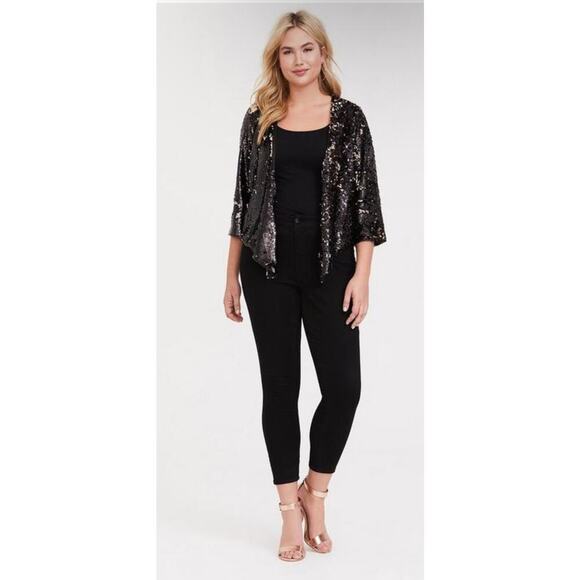 Torrid Sequin Drape Jacket Two Tone 1/2 - Picture 1 of 9